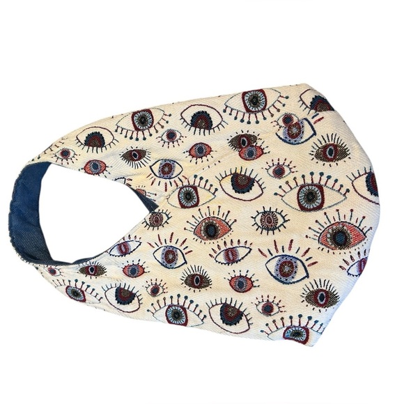 Evil Eye Bindle Tote herringbone bag by French Designer Sophie Peirani Createur - Picture 6 of 8